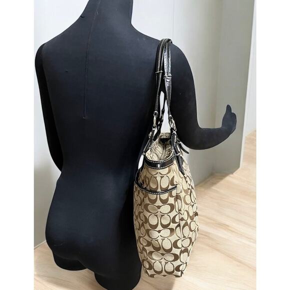 Y2K Coach F16566 Signature Jacquard North South Tote Bag & Wallet - Picture 12 of 15